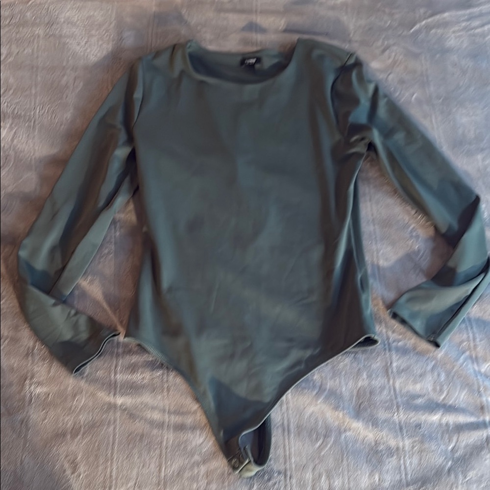 Express Green Asymmetrical Long Sleeve Bodysuit